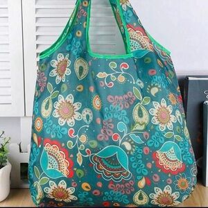 Floral Patterned Tote Bag - Multicolor Reusable Earth 🌎 Friendly Pouch Foldable